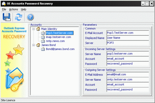 OE Accounts Password Recovery screen shot